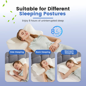 CONCETTAMemory Foam Pillows, Ergonomic Contoured Support for Side Back and Stomach Sleepers
