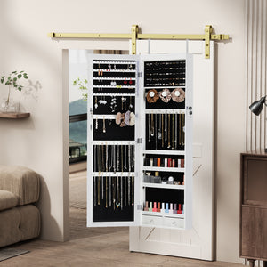 CONCETTA Jewelry Armoire Organizer with Mirror and LED Lights , Wall & Door Mounted Storage Cabinet