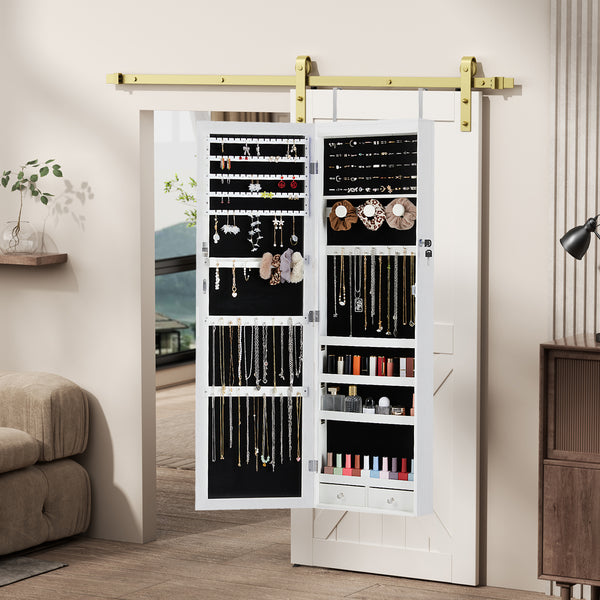 CONCETTA Jewelry Armoire Organizer with Mirror and LED Lights , Wall & Door Mounted Storage Cabinet