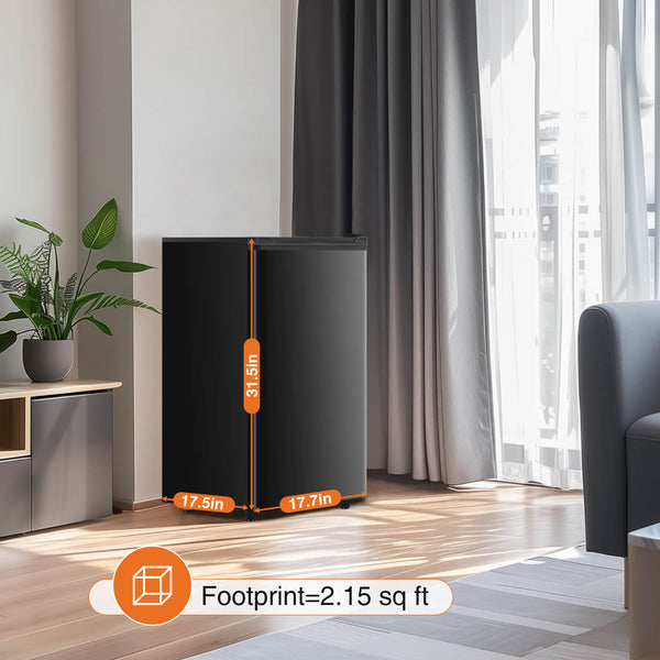 CONCETTA Mini Fridge with Freezer,3.2 Cu.Ft Small Refrigerator Single Door Adjustable Thermostat Energy-efficient Low Noise