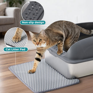 CONCETTA 24in Stainless Steel Cat Litter Box with Lid, Large Cat Litter Box for Cats, High Wall Sides, Anti-Urine Leakage, Easy Cleaning, Scoop and Mat Included