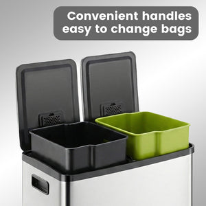 CONCETTA Kitchen Stainless Steel Waste Bin with Lid with Soft-Close Foot Pedal and Removable Inner Bin for Bathrooms, Bedrooms and Home Offices