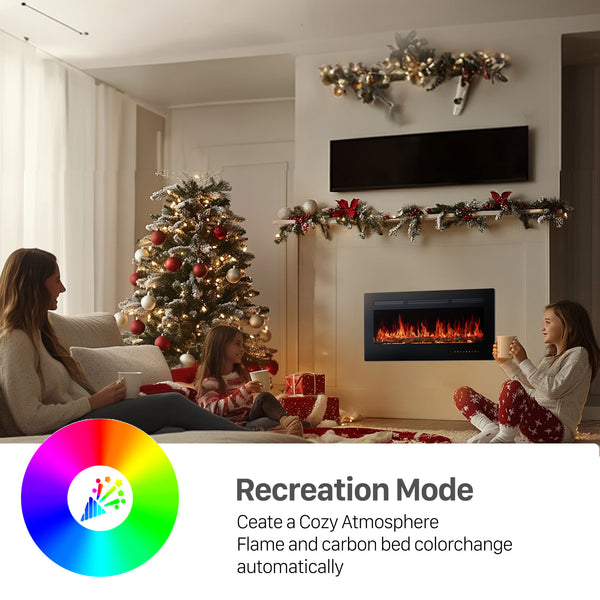 SHOUFTW Electric Fireplace Heater, 5000BTU Recessed Fireplace Insert, Wall‑Mounted & Freestanding for Indoor Living Room Bedroom Office Decor