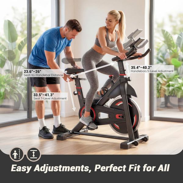 CONCETTA Exercise Bike for Home Gym, Stationary Indoor Cycling Bike, Low Noise Cardio Workout Equipment with Adjustable Resistance