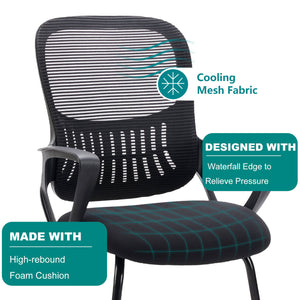 CONCETTA Ergonomic office chair - with storage basket, no wheels, breathable back, suitable for office, bedroom, living room.
