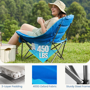 SHOUFTW Extra Large Portable Folding Camping Chair With Side Pocket, Cup Holder, And Carrying Bag, Heavy-Duty Chair For Outdoor, Fishing, Sports, And Travel Use