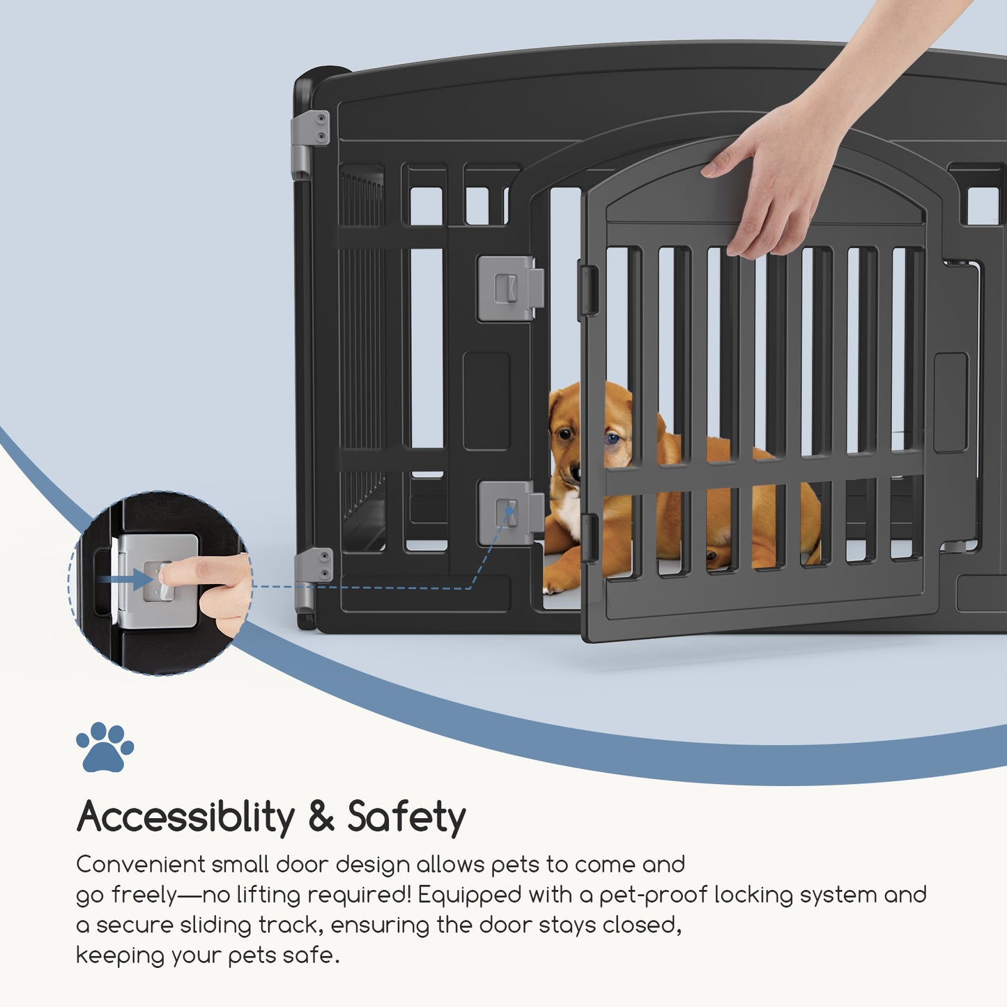 CONCETTA 24 Inch 4-Panel Portable Dog Playpen for Indoor, Plastic Lightweight Indoor Puppy Pen with Door, Customizable