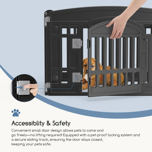 CONCETTA 24 Inch 4-Panel Portable Dog Playpen for Indoor, Plastic Lightweight Indoor Puppy Pen with Door, Customizable