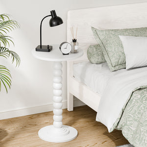 CONCETTA Modern Round Side Table, Accent End Table with Solid Wood Spindle, Small Drink Table for Living Room, Bedroom, Couch, Office