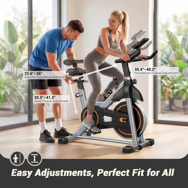 CONCETTA Exercise Bike for Home Gym, Stationary Indoor Cycling Bike, Low Noise Cardio Workout Equipment with Adjustable Resistance