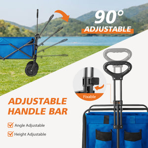 CONCETTA Collapsible Foldable Wagon Cart-with All-Terrain Wheels, Heavy Duty Utility Grocery Wagon with Drink Holders for Shopping Sports Camping