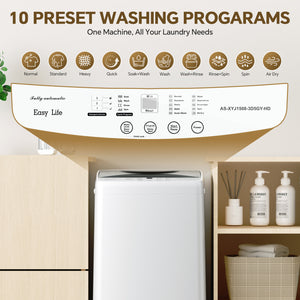 CONCETTA Washing Machine, 10 Cycle Program with Air Dry, 1.06 cu.ft Compact Washer, Stainless Steel Tub, 16.93 x 17.05 x 29.13 in for Apartments Dorms RVs
