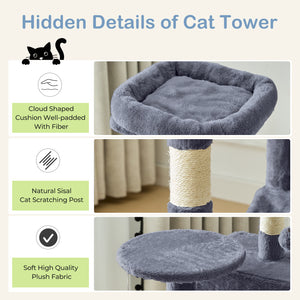 CONCETTA 44in Multi Level Cat Tree Tower,Cat Scratching Posts with Large Top Perch and Hammock
