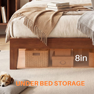 CONCETTA Solid Wood Platform Bed with Headboard, No Box Spring Needed, Wood Slat Support, Dark Brown Finish for Modern Bedroom, Full Size