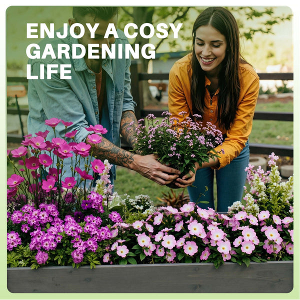 CONCETTA Wooden Raised Garden Bed - Elevated Planter Box with Drainage & Liner for Backyard/Patio/Balcony