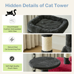 CONCETTA 44in Multi Level Cat Tree Tower,Cat Scratching Posts with Large Top Perch and Hammock