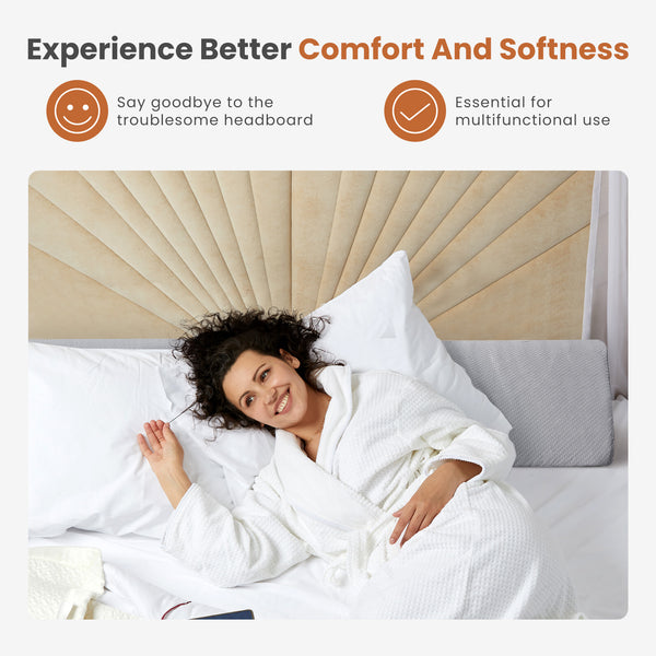 Headboard Gap Filler Pillow - High-Density Foam Wedge for Mattress-to-Headboard Space, with Storage Pocket & Removable Cover, Twin