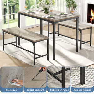 CONCETTA 3-Piece Dining Table Set with 1 Table,2 benches,Space-Saving Small Dining Set for 2–4 People for Apartment, Daily Meals & Bistro