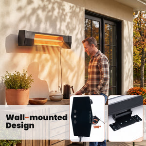 CONCETTA 5000 BTU Wall Mount Infrared Patio Heater, 1500W Outdoor Heater with Remote & 24H Timer, for Patio, Deck, Backyard & Garage,Black