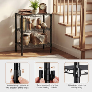 Metal Wire Shelving Unit, Adjustable Storage Rack for Kitchen, Garage, or Living Room,