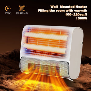 Electric Wall Heater 1500W with Thermostat and 12-Hour Timer, Ideal for Bedrooms