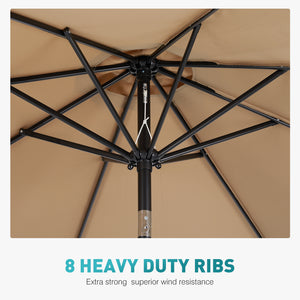 CONCETTA 9FT Outdoor Patio Umbrella, Outdoor Table Umbrella, Yard Umbrella,Easy Push Button Tilt and Crank, 8 Sturdy Fiberglass Ribs Heavy-Duty Pool Umbrella for Deck, Backyard