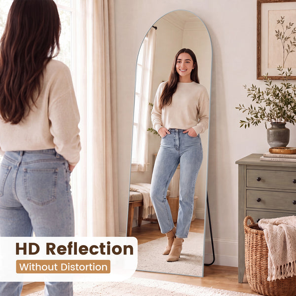 CONCETTA Arched Full Length Mirror, Full Body Standing Mirror Hanging Leaning for Home, Silver