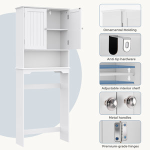 CONCETTA Over The Toilet Cabinet for Bathroom, Space Saver Storage with Quiet Magnetic Doors & Adjustable Bottom Stabilizer