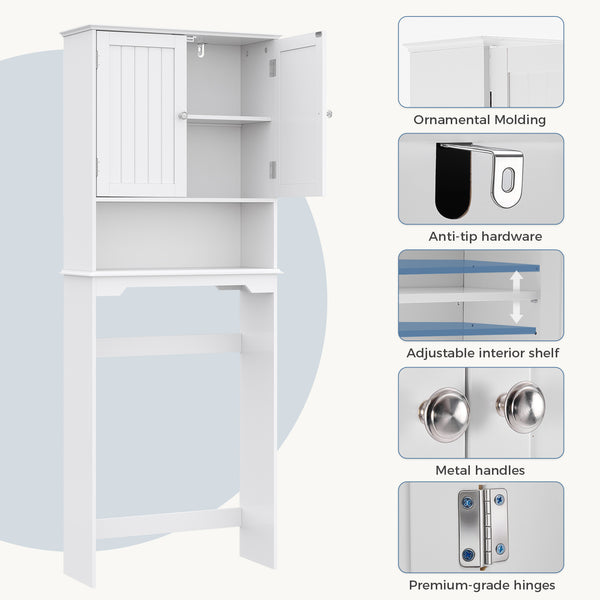 CONCETTA Over The Toilet Cabinet for Bathroom, Space Saver Storage with Quiet Magnetic Doors & Adjustable Bottom Stabilizer