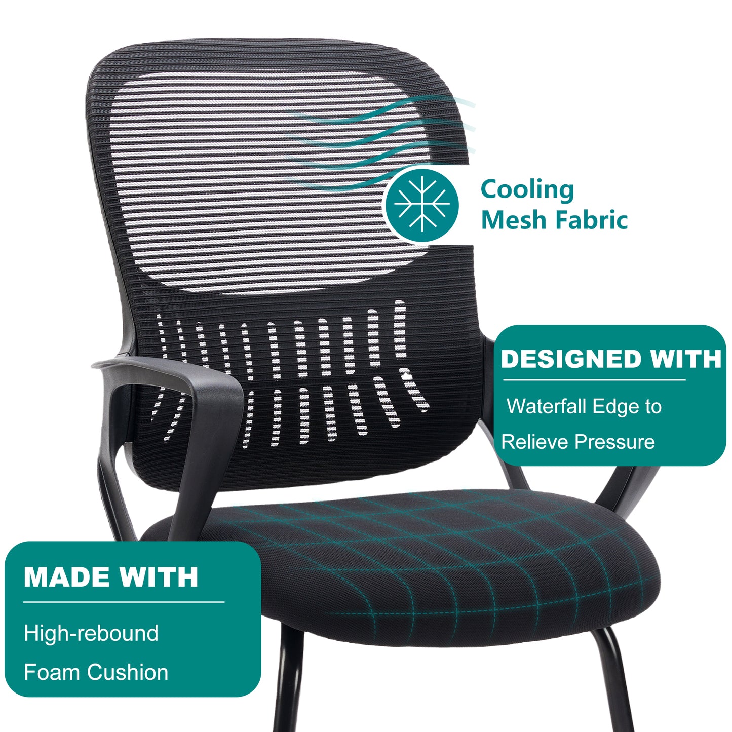 CONCETTA Ergonomic Office Home Desk Mesh Fixed Armrest