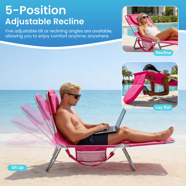 CONCETTA Beach Leisure Folding lounge Chair, Easy to Carry and Store, Suitable for Vacation, Camping, Picnics, and Other Outdoor Activities, Sturdy and Durable