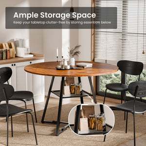 CONCETTA Round Extendable Dining Table for 4-8 People, Space-Saving Wood Kitchen Table with Pedestal Base & Storage Shelf, Modern Expandable Oval Dining Table for Home & Apartment