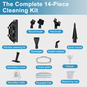 CONCETTA Steam Mop 1550W, Detachable Handheld Cleaner with 16FT Cord, 2 Washable Pads, Multi-Purpose for Hardwood, Carpet, Tile, Grout, Windows,