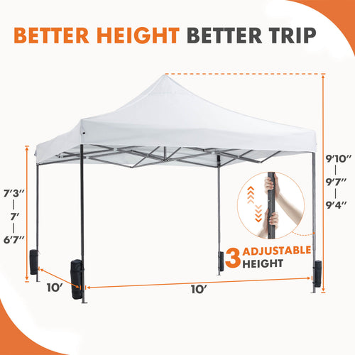 CONCETTA 10x10 Heavy-Duty Waterproof Pop-Up Outdoor Canopy Tent with Sandbags