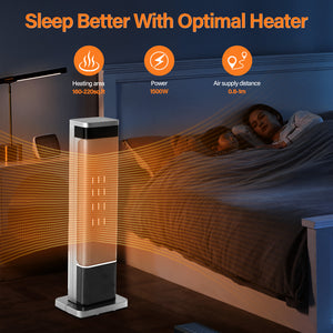 25" Portable Electric Space Heater with Remote Control, Adjustable Thermostat, and Safety Protection