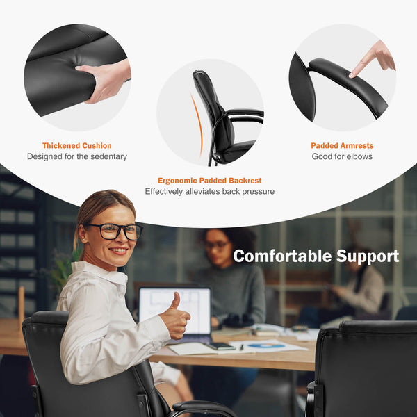 JOINSUN Waiting Room Chairs-Big and Tall PU Leather Without Wheels£¬for Reception Area Conference Room Lobby Home Computer Desk Bedroom Elderly