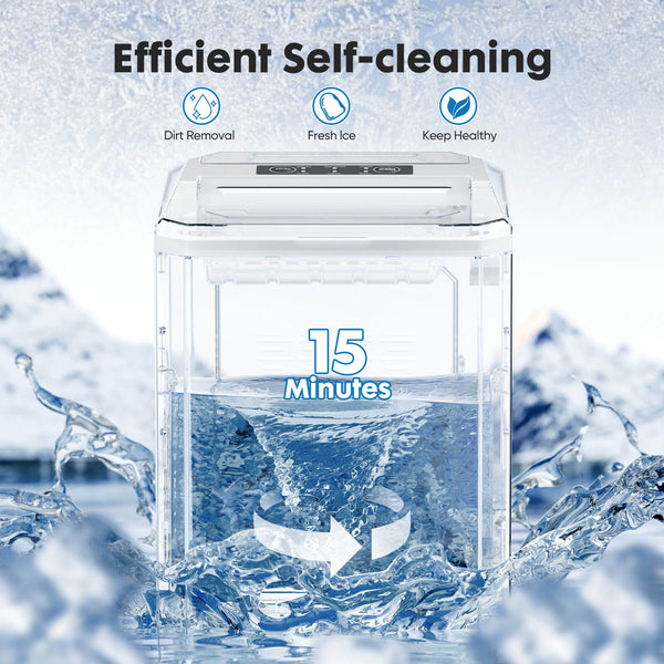 CONCETTA Countertop Ice Maker, Portable Ice Machine Self-Cleaning, 9 Cubes in 6 Mins, for Home Party Office