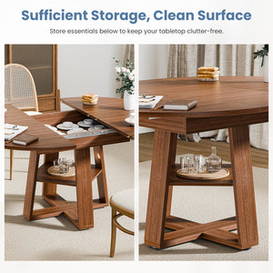 CONCETTA Extendable Dining Table for 4-8, Space-Saving with Storage Shelf, Adjustable Oval Design for Kitchen and Living Room
