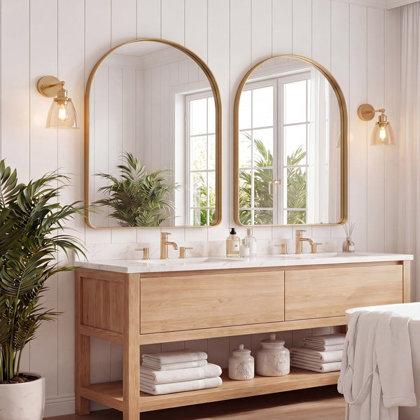 CONCETTA Arched Bathroom Mirror, Aluminum Alloy Framed for Wall, Vanity, Living Room, Bedroom, Entryway, Hallways
