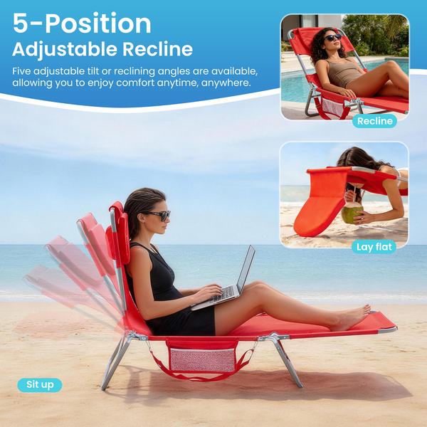 CONCETTA Beach Leisure Folding lounge Chair, Easy to Carry and Store, Suitable for Vacation, Camping, Picnics, and Other Outdoor Activities, Sturdy and Durable