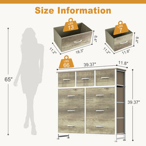 CONCETTA 9-Drawer Fabric Dresser, TV Cabinet Sideboard, Storage Organizer Cabinet for Living Room, Bedroom, Office