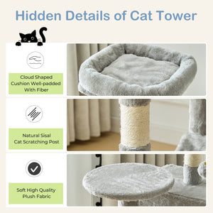CONCETTA 44in Multi Level Cat Tree Tower,Cat Scratching Posts with Large Top Perch and Hammock