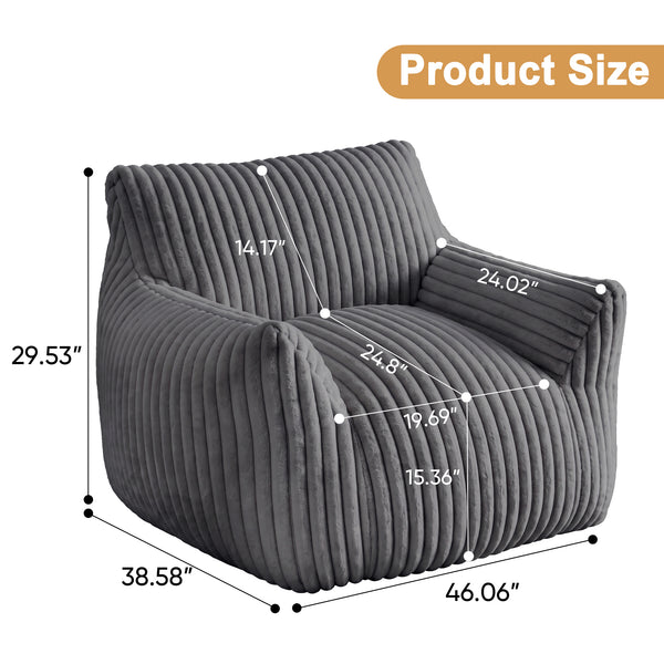 CONCETTA Bean Bag Chair, Bean Bag Sofa with High Rebound Foam Filling, Soft and Durable Lounge Chair for Living Room, Bedroom and Dorm