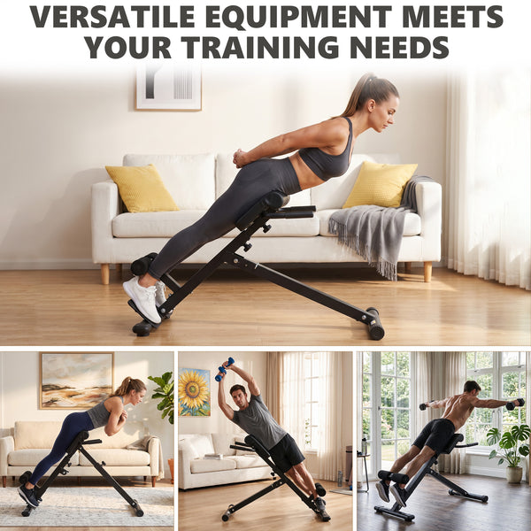CONCETTA Roman Chair Hyperextension Bench, Adjustable Back Extension Machine with Foldable Design, Heavy Duty Frame for Glutes, Hamstrings & Core Workout