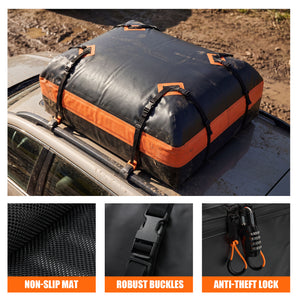 CONCETTA Car Rooftop Cargo Carrier, Waterproof Durable Roof Bag for Vehicles, Universal Fit with Straps & Anti-Slip Mat, Easy Install, Black