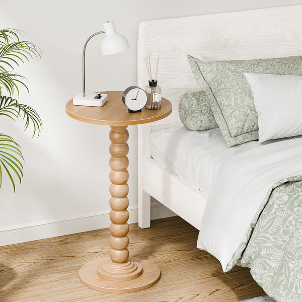 CONCETTA Modern Round Side Table, Accent End Table with Solid Wood Spindle, Small Drink Table for Living Room, Bedroom, Couch, Office