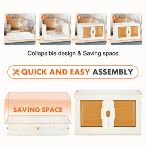 CONCETTA Stackable Plastic Storage Bins with Lids -Foldable Storage Boxes with Doors & Wheels, Portable and Lockable Organizer Boxes for Living Room, Bedroom
