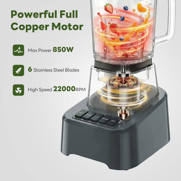 CONCETTA Professional Smoothie & Food Processing Blender, 1100W Motor, 3 Preset Functions for Frozen Drinks, Smoothies & Sauces, Large Pitcher with To-Go Cups