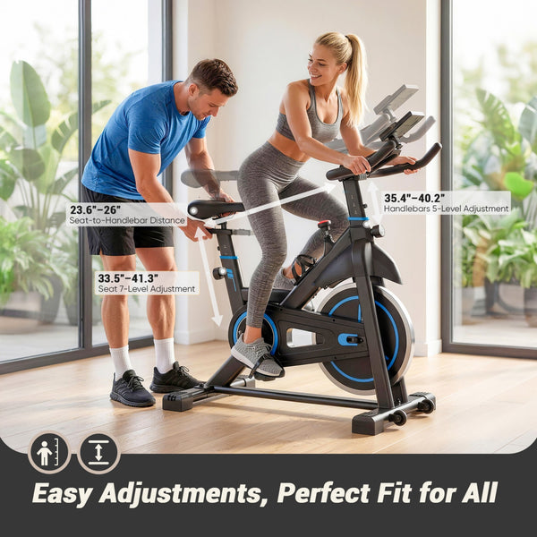 CONCETTA Exercise Bike for Home Gym, Stationary Indoor Cycling Bike, Low Noise Cardio Workout Equipment with Adjustable Resistance