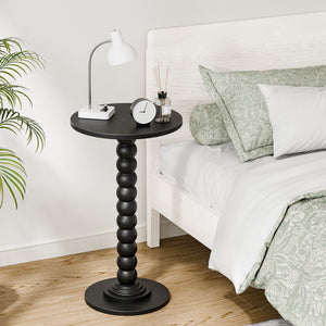 CONCETTA Modern Round Side Table, Accent End Table with Solid Wood Spindle, Small Drink Table for Living Room, Bedroom, Couch, Office